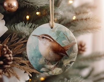 Bewick’s Wren Ceramic Ornament, Backyard Bird Lover Garden Decoration