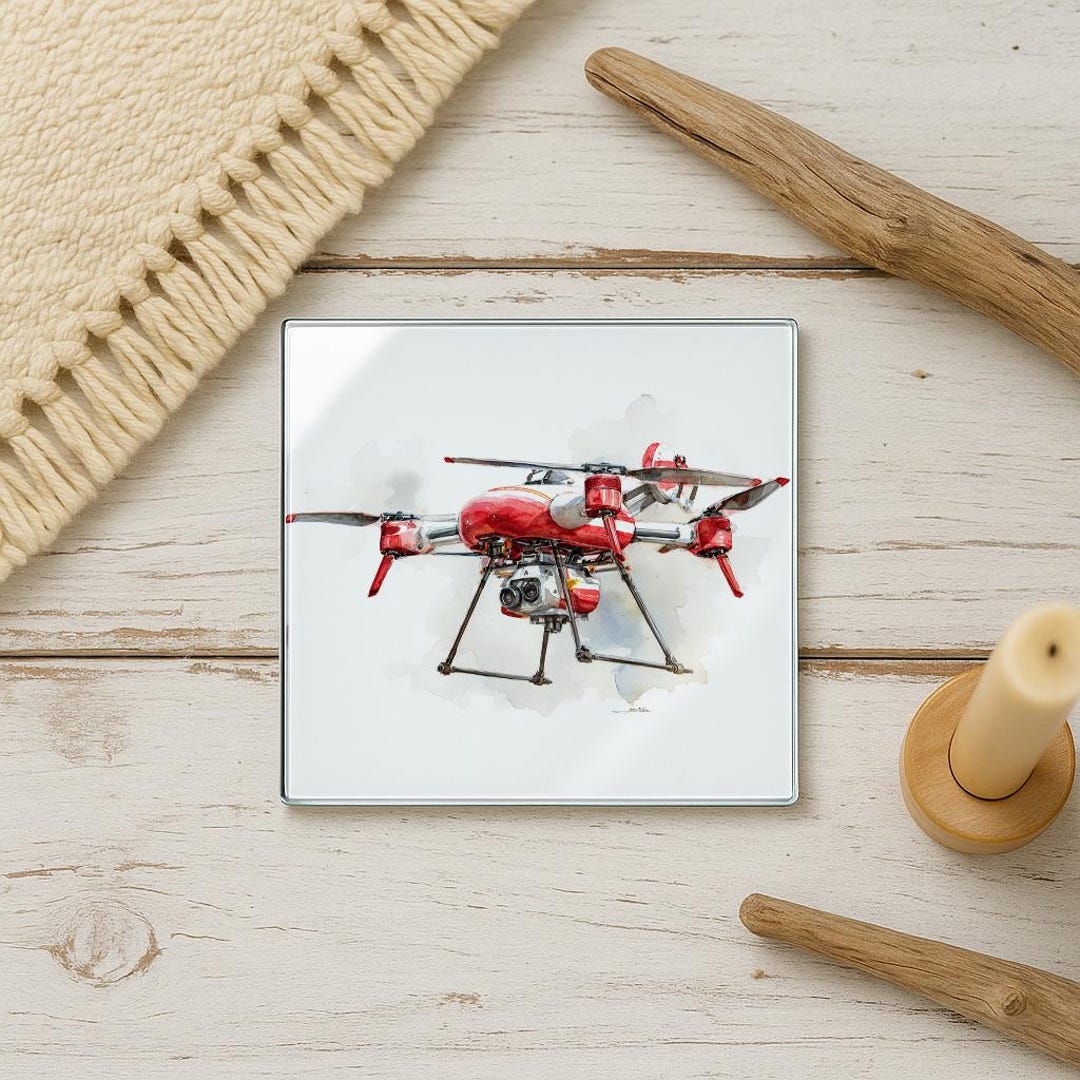 Fire Rescue Drone Art Glass Coaster – Firefighter Gift - Etsy