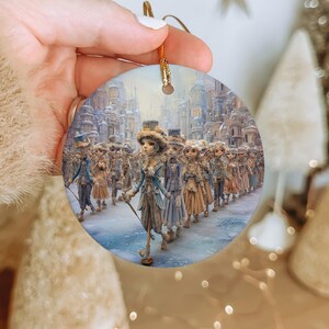 Dollmaker’s Christmas Parade Ceramic Ornament – Enchanted Marionette Holiday Decor, Vintage Toy Christmas Decoration