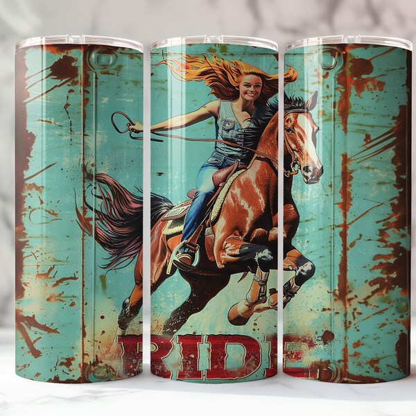 Personalized Equestrian Tumbler, Vintage Horse Riding, Retro Style Inspired, Metal Tumbler Personalized, Ride Vintage Gift