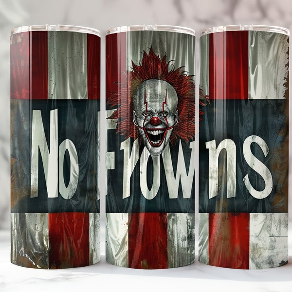 Personalized Metal Tumbler, Vintage Creepy Clown, Retro Style, Scary Horror Tumbler, Personalized Horror Gift