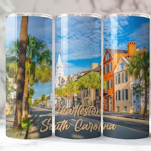 Charleston Vacation Tumbler, Personalized Metal Tumbler, South Carolina Souvenir, Custom Travel Mug, Unique Gift Idea