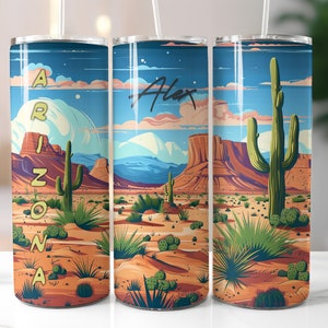 Custom Arizona Desert Cactus Tumbler: Personalized Drinkware Gift