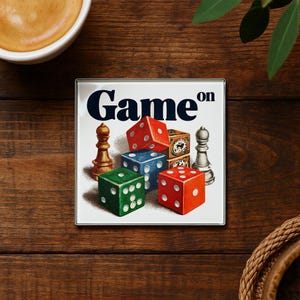 Retro Board Game Glass Coaster: Gamer Room Decor
