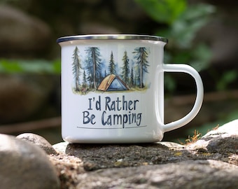 Camping Enamel Mug: "I'd Rather Be Camping" - Outdoor Adventure Gift