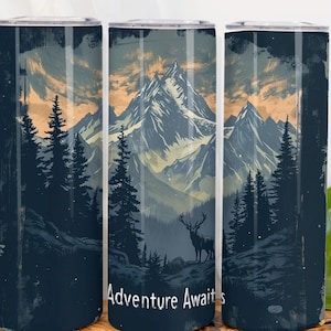 Adventure Awaits, Outdoor Camping, Hiking, Mountain Hunting, Durable Drinkware Metal Tumbler