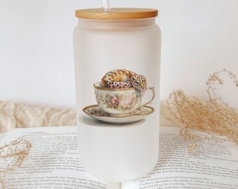 Leopard Gecko in Teacup Frosted Glass Tumbler – Lizard Lover Gift