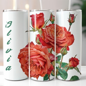 June Birthday Rose, Personalized Tumbler, Metal Gift Tumbler, Birthday Flower Cup, Custom Drinkware