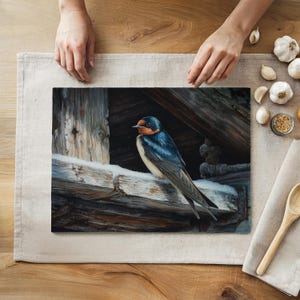 Barn Swallow Tempered Glass Cutting Board – Rustic Kitchen Decor