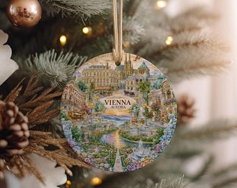 Vienna Austria Ceramic Ornament, City Landmark Souvenir Keepsake, European Decor Gift