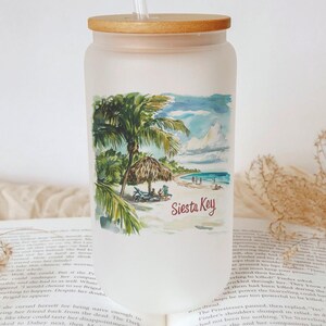 Siesta Key Sunset Tumbler: Florida Beach Art Glass Cup
