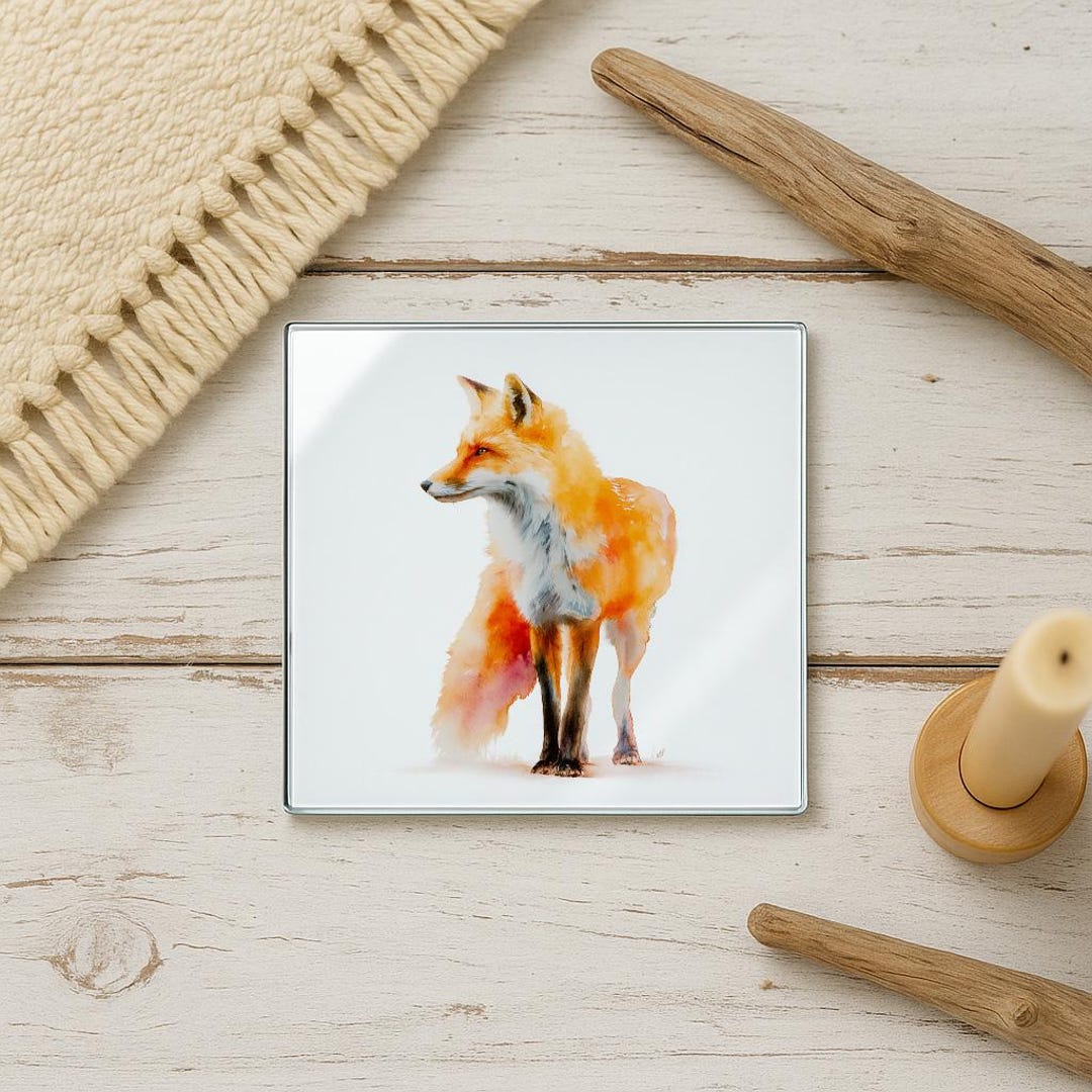 Red Fox Glass Coaster, Woodland Wildlife Animal Drink Coaster - Etsy