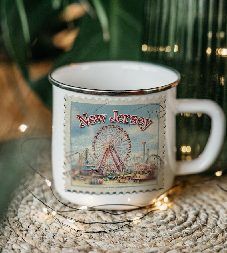 a mug with a picture of a ferris wheel on it