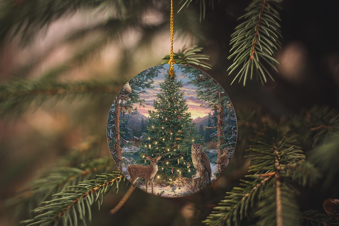 Wilderness Animal Christmas Ornament – Deer & Owls Decorating Pine
