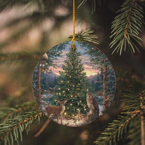 Wilderness Animal Christmas Ornament – Deer & Owls Decorating Pine