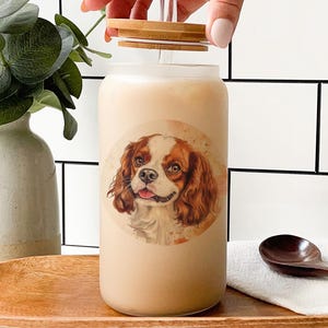 Personalized Cavalier King Charles Spaniel Glass Tumbler: Dog Lover Gift