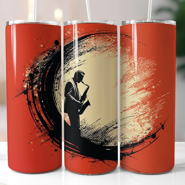 Personalized Metal Tumbler for Solo Saxophone Jazz Player, Music Lover, Gift for Mom, Dad, Brother, Sister