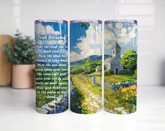 Celtic Blessing 20oz Personalized Tumbler - Irish Prayer, Countryside Faith, Sacred Blessing, Church Serenity, Spiritual Wish