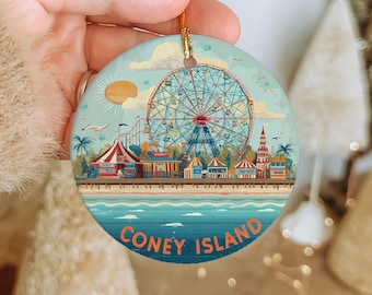 Coney Island Ceramic Ornament: NYC Boardwalk Souvenir Decor