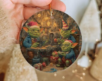 Goblin Christmas Ornament: Quirky Ceramic Holiday Decoration
