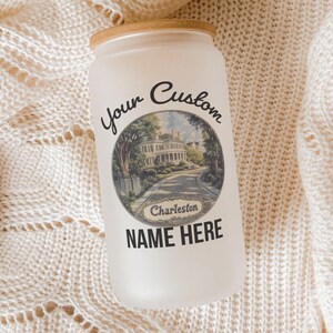 Charleston South Carolina Vacation Glass Tumbler, Custom Name Glass Cup, Travel Souvenirs, Personalized Drinkware, Unique Gifts