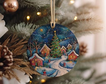 Hand-Painted Ceramic Christmas Ornament: Whimsical Holiday Decor