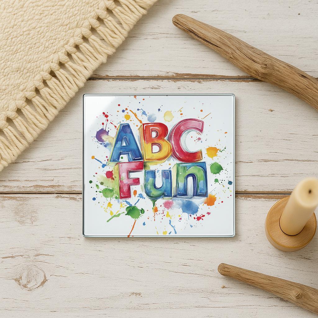ABC Alphabet Glass Coaster – Colorful Paint Splash Kids Decor - Etsy