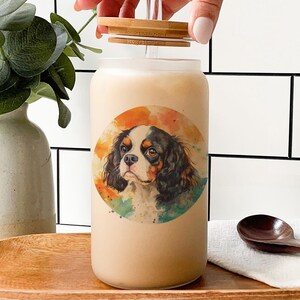 Personalized Cavalier King Charles Spaniel Glass Tumbler: Dog Lover Gift