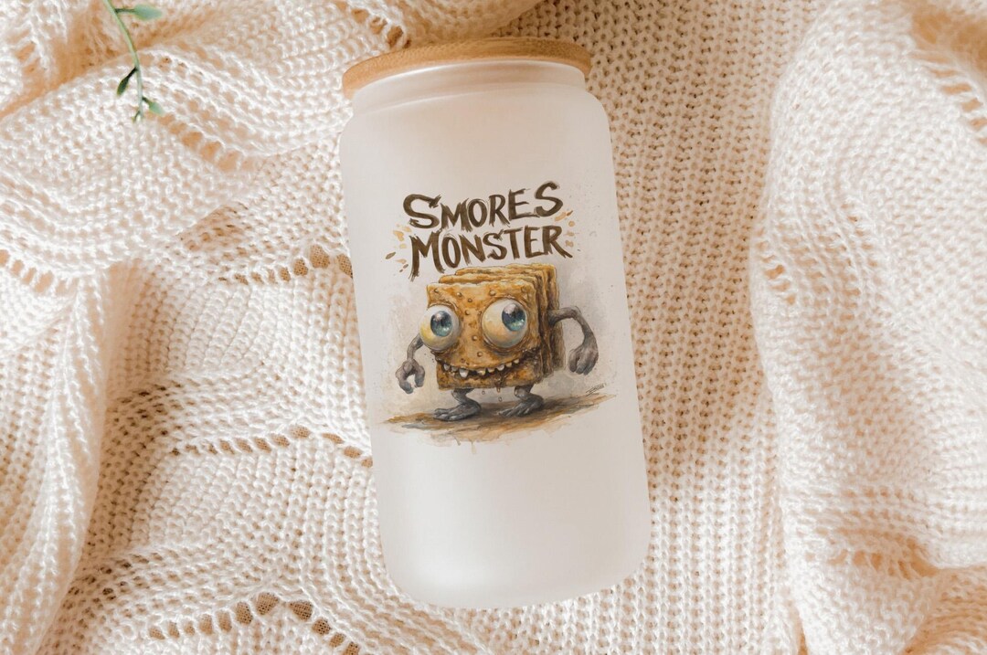 S’mores Monster Glass Tumbler – Funny Frosted Iced Coffee Mug - Etsy
