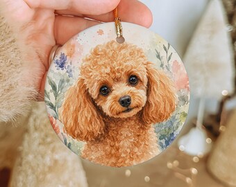 Fluffy Toy Poodle Ceramic Ornament, Dog Memorial Keepsake, Pet
