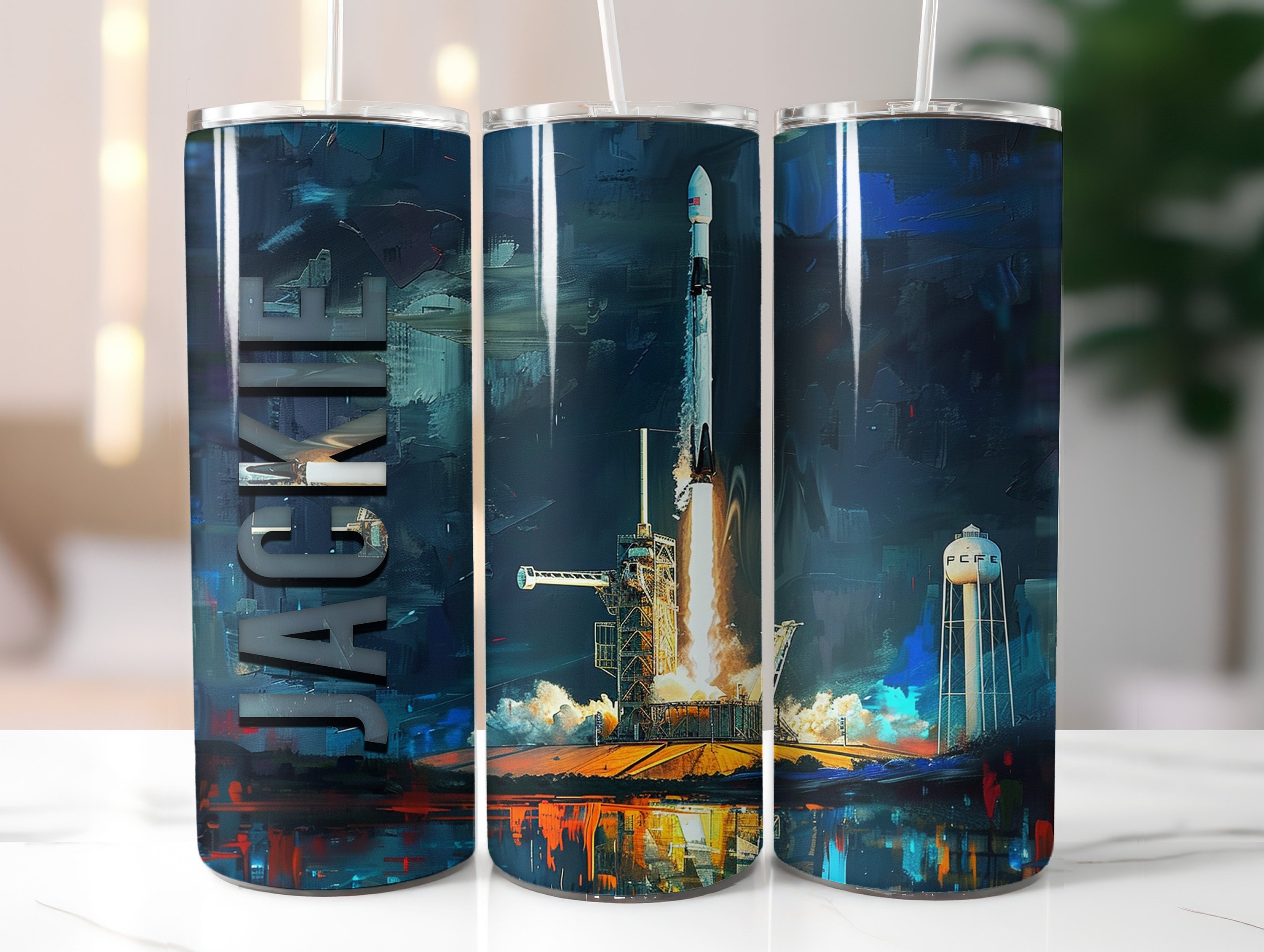 Space Rocket Launch Painting - Personalized 20oz Tumbler - Etsy