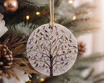 Handcrafted Ceramic Bird Ornament: Winter Holiday Decor