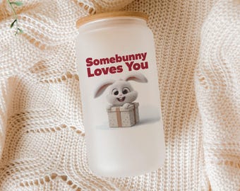 Bunny Glass Tumbler: Kawaii Animal Lover Drinkware with Bamboo Lid