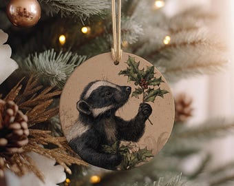 Skunk Mistletoe Ceramic Ornament – Funny Christmas Decor