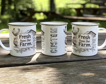 Personalized Farm Chicken Enamel Mug: Custom Camping Mug