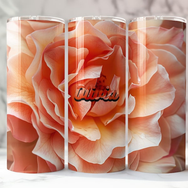 Floral Elegance 20oz Personalized Tumbler - Pink Rose Beauty, Blossom Close-Up, Garden Delight, Rose Whisperer, Petal Perfection