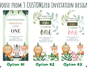 Wild theme Birthday Party Invitation for Children with Animation and Jungle Themed Background Audio, Digital Download Children Invitation