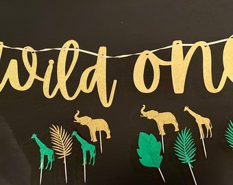 Wild theme Birthday Party Banner, Cake Topper & Cupcake Toppers