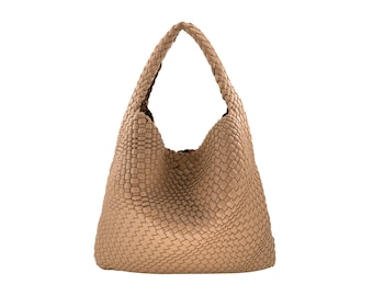 Woven tote bag hobo bag with pouch inside woven hobo bag magnetic closure shoulder woven bag