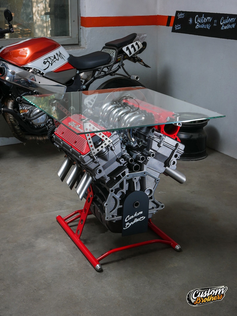Alfa Romeo V6 Busso Engine Coffee Table | Genuine Engine | Glass Top ...