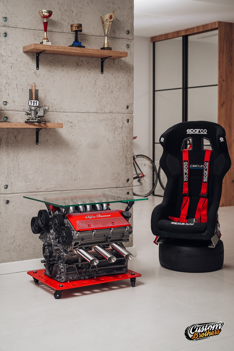 Alfa Romeo V6 Busso Engine Coffee Table | Genuine Engine | Glass Top ...