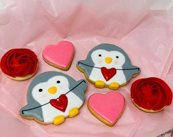 Valentine Day Penguins Cookie Set