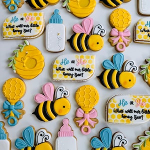 12 Bee-Themed Decorated Cookies – Baby Shower & Gender Reveal Treats