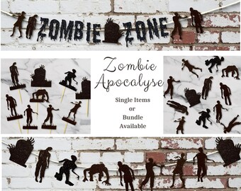 Zombie Cupcake Toppers (12)  Zombie Party Decor