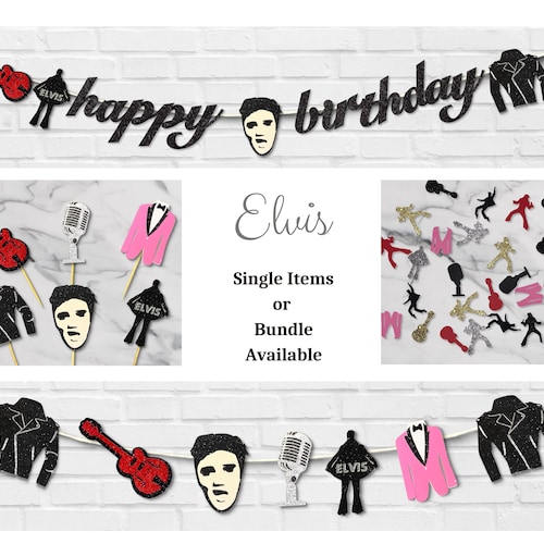 Elvis Party Decor King of Rock N Roll Cupcake Toppers 12 Etsy