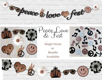 Coachella Party Decor: Cupcake Toppers, Confetti, Garland & Banner
