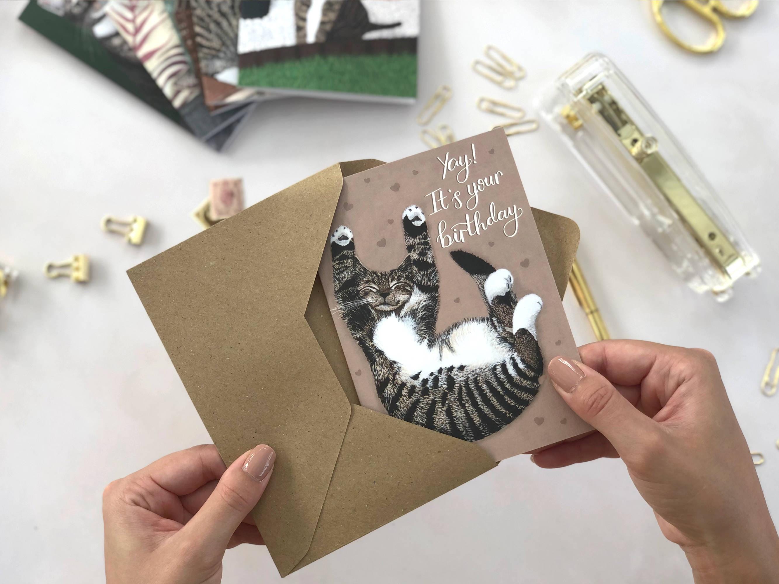 Cute Tabby Kitten Birthday Card | Cat Lover Card | Cat Mum Card | Cat ...