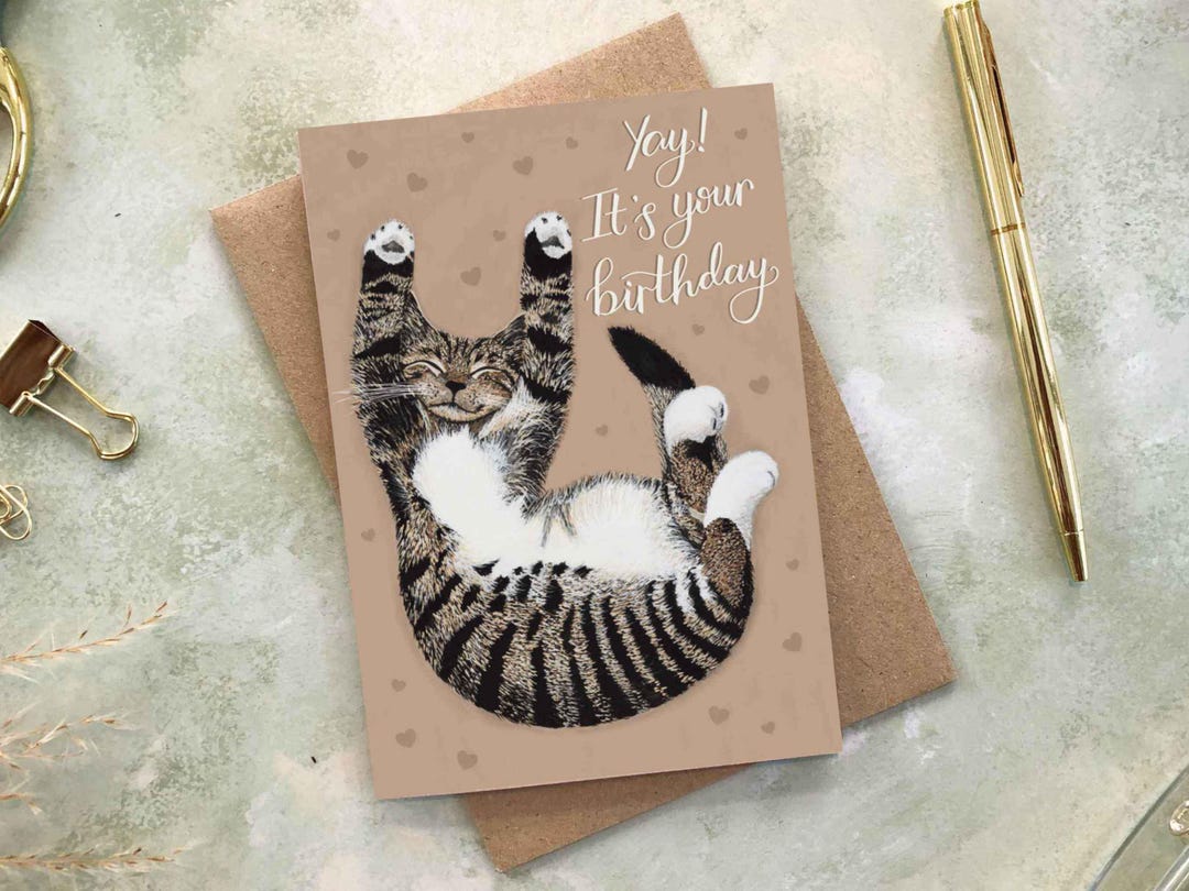 Cute Tabby Kitten Birthday Card | Cat Lover Card | Cat Mum Card | Cat ...