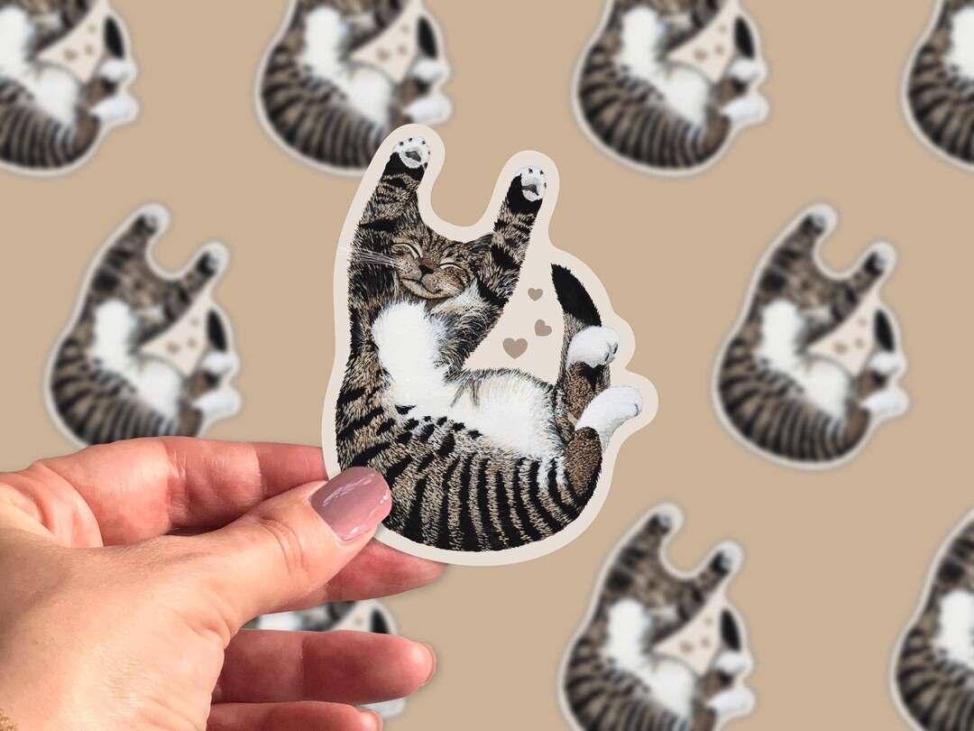 Tabby Cat Vinyl Sticker | Cute Cat Laptop Sticker | Cat Lover Water ...
