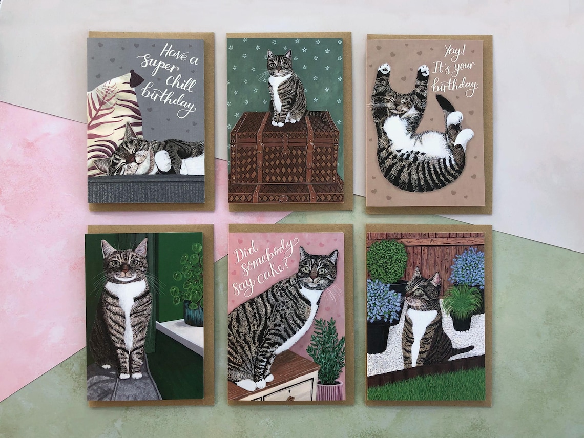 Cute Tabby Kitten Birthday Card | Cat Lover Card | Cat Mum Card | Cat ...